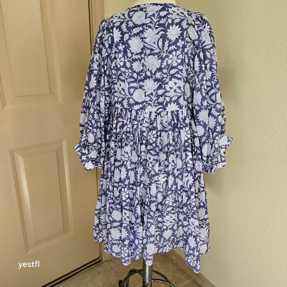 DAUGHTERS OF INDIA Kyra Cotton lightweight Mini Dress Blue Iris S - Picture 2 of 7